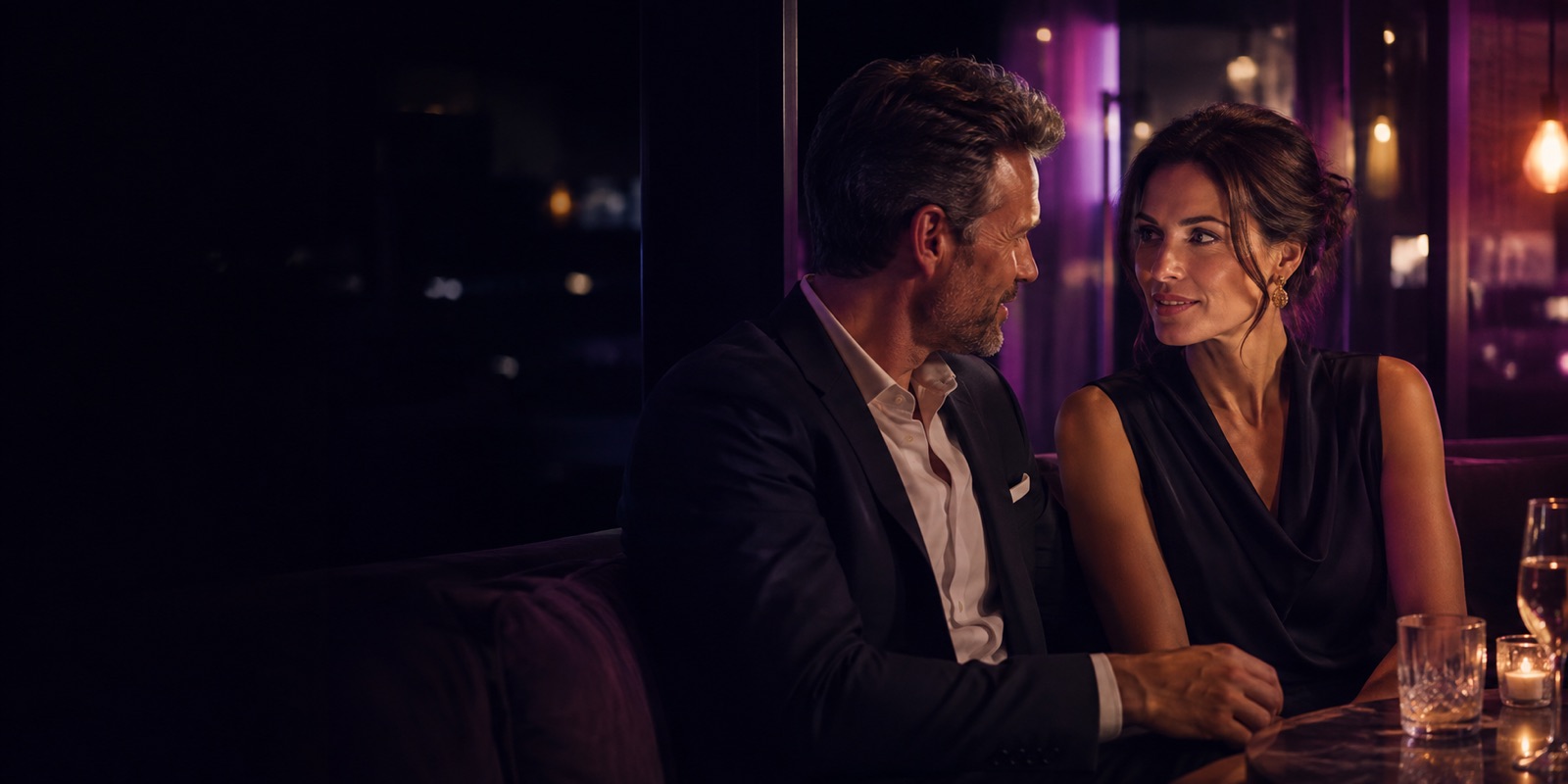 Two adults sharing a warm, intentional conversation